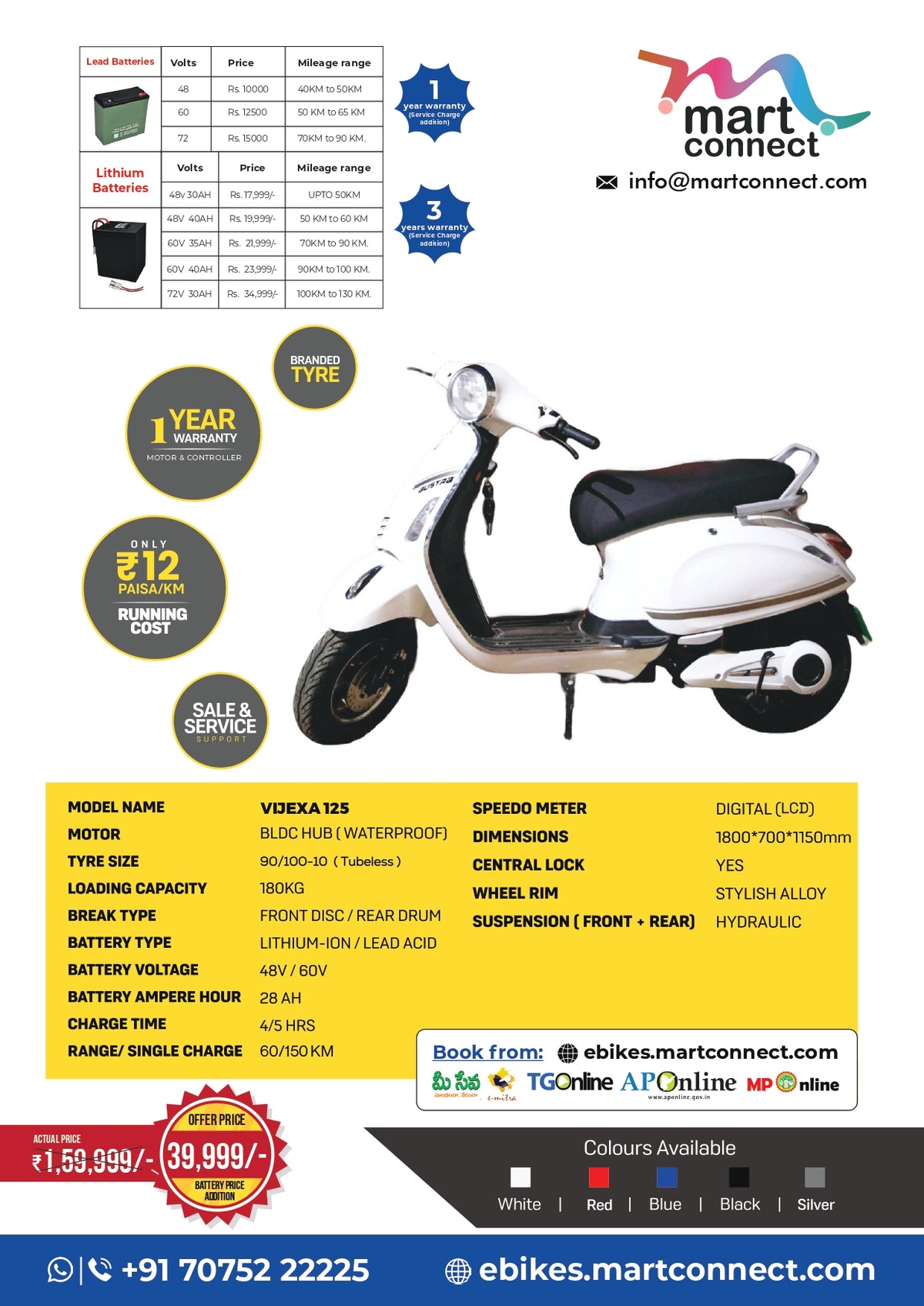 Mart Connect – Electric Scooter (Model: VIJEXA 125)